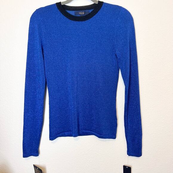 RACHEL Rachel Roy Tops - RACHEL Rachel Roy Women's Metallic Blue Ringer Pullover Top Size Small